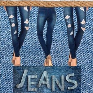 Stretchy and Comfortable Women’s Classic Dark Denim Distressed Jeggings.